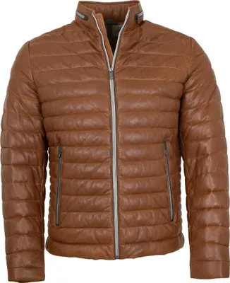 Produktbild von Milestone - Herren Lederjacke Steppjacke Lammnappa cognac : 56