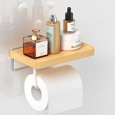 Immagine prodotto di Portarotolo da parete in legno di faggio, 20 cm