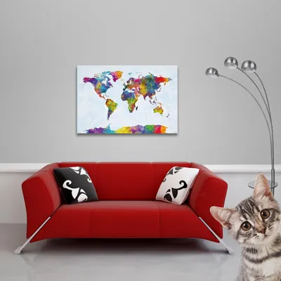 Immagine prodotto di Mappe - Poster - Mappa del mondo acquerellata + 1 poster in formato 61x91,5 cm