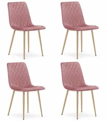 Obrázek produktu pro Židle TURIN - růžový samet / nohy v barvě dřeva x 4