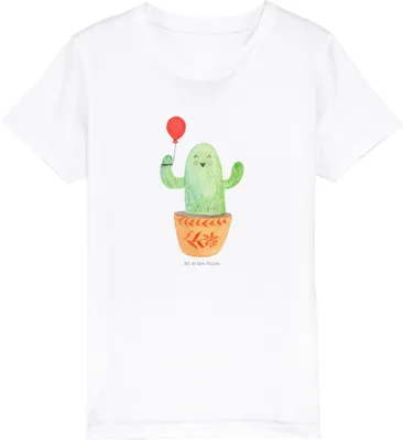 Produktbild von Mr. & Mrs. Panda Kleinkinder T-Shirt Kaktus Luftballon 3-4 Jahre (98/104) - Weiß - Geschenk, für Kinder, Neustart, Teenager, Büro, Kinder-T-Shirt, Kindershirt, Ausbildung