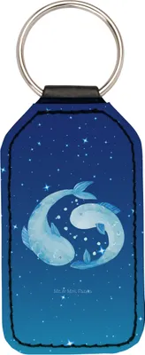 Produktbild von Mr. & Mrs. Panda Schlüsselanhänger Sternzeichen Fische - Sternenhimmel Blau - Geschenk, Tierkreiszeichen, Taschenanhänger, Sternbild, kunstleder, Mit Spruch, Fisch