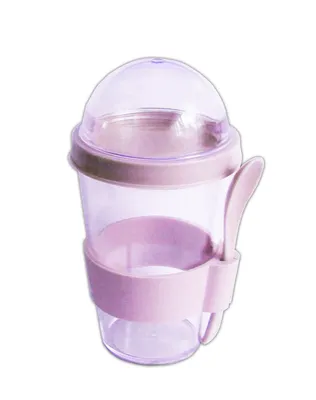 Produktbild von JOGHURTBECHER mit Löffel Deckel Müslibecher Müsli to go Müslischale Joghurt Becher 6 (Rosa)