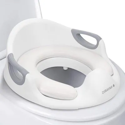Image de Siège de toilettes pour enfants avec poignées antidérapantes, blanc