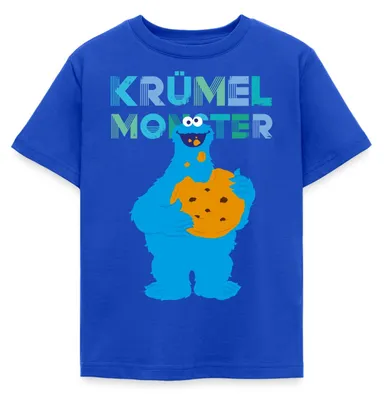 Produktbild von Spreadshirt Sesamstraße Krümelmonster Riesencookie Kinder T-Shirt, 122/128 (7-8 Jahre), Royalblau