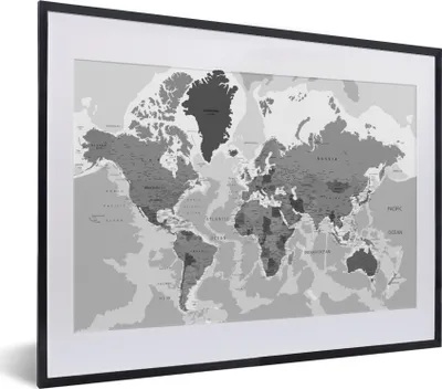 Produktbild von MuchoWow® Gerahmtes Poster Weltkarte - Farben - Buchstaben - Kinder - Jungen - Mädchen 40x30 cm - Poster mit Schwarzem Bilderrahmen Wandposter Rahmen Foto Bilder - Bilderrahmen - Poster im Rahmen