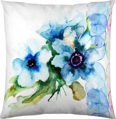 Produktbild von etérea Dekokissen Kissenhülle Blumen Blau 40x40 cm Taupe 100% Baumwolle