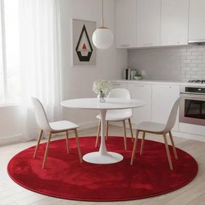 Produktbild von Luxus Super Soft Hochflor Langflor Teppich Deluxe Weinrot Rund, Größe:400 cm Rund