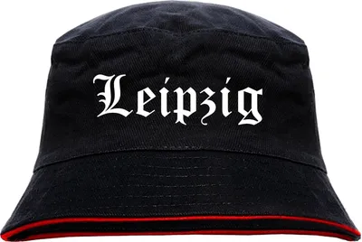 Produktbild von Leipzig Anglerhut - Altdeutsche Schrift - Schwarz-Roter Fischerhut S/M SchwarzRot