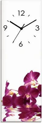 Produktbild von ARTland Glas Wanduhr Quarzuhr - schwarzer Zeiger Phalaenopsis Orchidee Größe: 20x60 cm