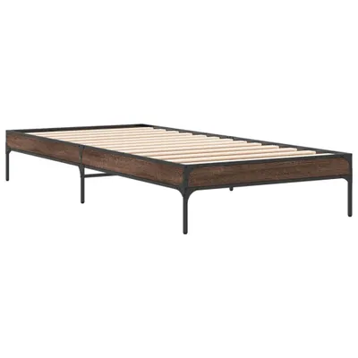 Produktbild von Bettgestell Braun Eichen-Optik 75x190 cm Holzwerkstoff Metall