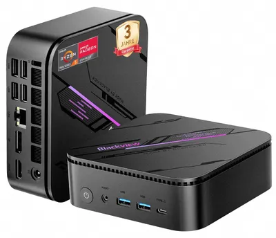Produktbild von MP100Pro Mini PC AMD Ryzen 7430U 6C 12T up to 4300 MHz 16GB RAM 512GB SSD Win 11 Pro Mini Computer 4K 144Hz Triple Display WiFi 6+BT RGB Mattschwarz