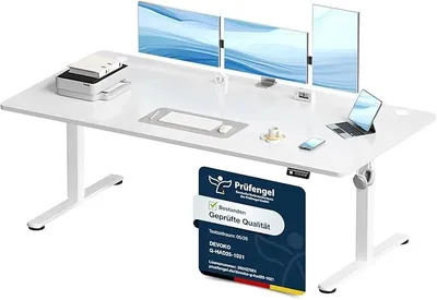 Produktbild von Elektrisch Höhenverstellbarer Schreibtisch 180 x 80cm, Stabiler Schreibtisch Höhenverstellbar Tisch, Steh-Sitz Bürotisch, Computertisch mit Memory-Funktion, Stehpult, Standing Desk, Weiß