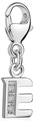 Produktbild von MATERIA by Matthias Wagner E Buchstabe Charms Anhänger Alphabet Silber 925 mit 3 Zirkonia C55