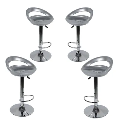 Produktbild von Barhocker ABS 360°frei drehbar höhenverstellbar mit Fußstütze für Küche | Grau | 4er-Set