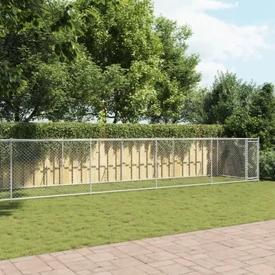Image de Cage pour chien avec porte gris 12x2x1,5 m acier galvanisé