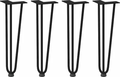 Obrázek produktu pro vidaXL Vlásenkové nohy pro konferenční stolek 4 ks černé 42 cm z masivní oceli