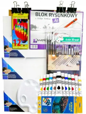 Produktbild von Künstler Malkasten Leinwand Farben Pinsel Geschenk-Set