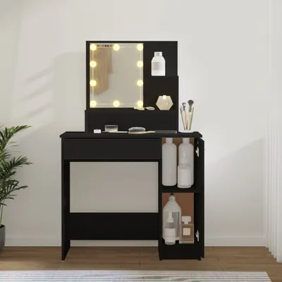 Produktbild von Cloris Designermöbel Schminktisch mit LED Schwarz 86,5x35x136 cm 2024 Neu