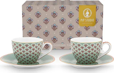 Produktbild von PIP STUDIO Blooming Tales Blue Espressotasse mit Untertasse 0,12l Set2