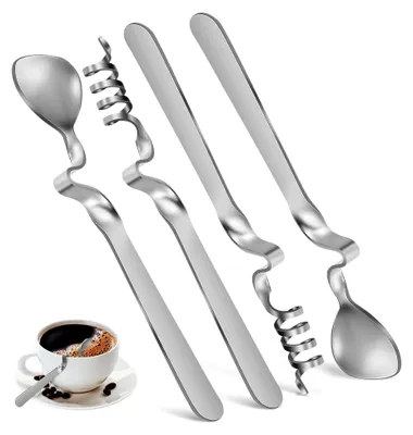Produktbild von 4 Stück Espressolöffel aus Edelstahl, Kaffeelöffel, Honiglöffel, Rührlöffel mit gebogenem Griff