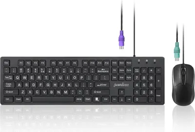 Produktbild von Perixx PERIDUO-117 P US Tastatur-Maus-Set, PS/2, kabelgebunden, schwarz