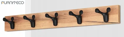 Produktbild von FURNITECO Moderner Wandgarderobe Flur 5 Haken Eiche Gold