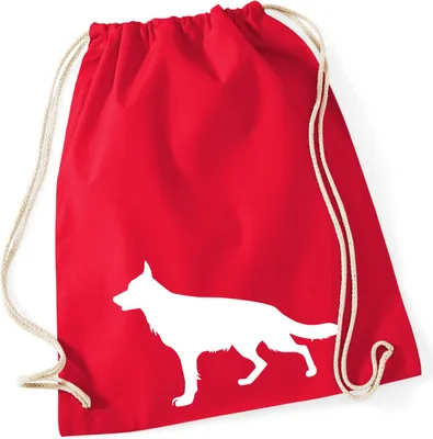 Produktbild von Huuraa Turnbeutel Deutscher Schäferhund Silhouette 12 Liter Classic Red Baumwolle Rucksack Geschenkidee