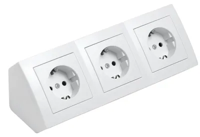 Productafbeelding van Stekkerblok, onderbouwcontactdoos, 3-voudige geaarde stopcontactdoos, 15 cm kabel, wit