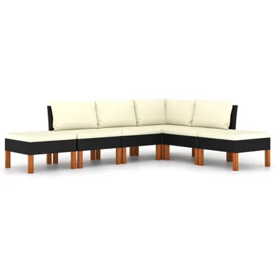 Produktbild von 6-tlg. Garten-Lounge-Set mit Kissen Poly Rattan Schwarz