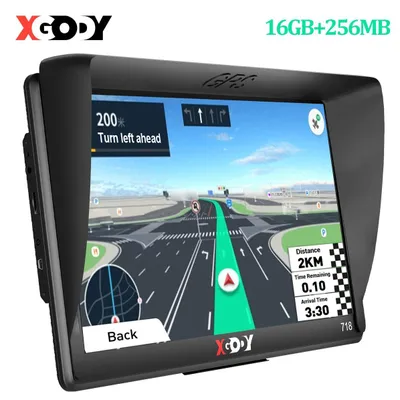 Obrázok produktu pre Navigačný prístroj 7 palcový GPS pre osobné automobily, nákladné vozidlá, autobusy s 16 GB pamäťou, 3D mapami, dotykovým displejom, asistentom jazdy v pruhoch, varovaním pred radarmi, hlasovou navigáciou a vyhľadávaním zaujímavých miest (POI) pre krajiny EÚ