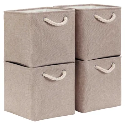 Produktbild von Aufbewahrungsbox 33x38x33 cm, Aufbewahrungskorb mit Griff, Stoffkorb zur Aufbewahrung von Regalen, Schränken und Kleidung (faltbar, hellkhaki)
