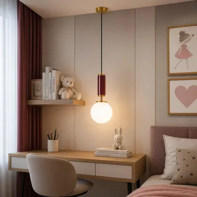 Produktbild von Opviq, Elegante Pendelleuchte Burgunder, Ø15 cm, E27, 40W, Metall & Glas