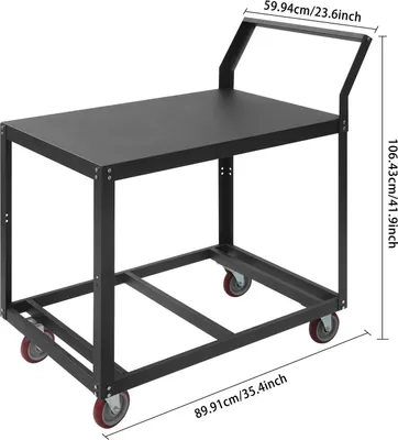 Zdjęcie produktu dla Stół warsztatowy na kółkach – wózek warsztatowy – stal Q235 – do dużych obciążeń – 89,92 × 59,94 × 106,43 cm – czarny