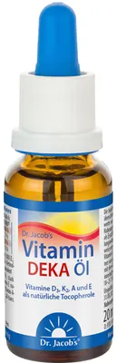 Obrázok produktu pre Vitamínový olej Deca D3+K2+A+E.Dr.Jacob's drip.for single use. 20 ml