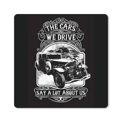 Produktbild von MuchoWow® Mauspad Mousepad Mancave - Auto - Retro - Schwarz - Weiß 20x20 cm - Mousepads - Maus Mat - Pad - Mausunterlage - Desk Mat - Bureauartikeln