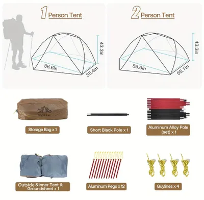 Imagen del producto de Tienda de campaña - Tienda para camping - Tienda para mochileros - Tienda de bivac - Tienda ligera - Ultraligera y compacta - Montaje rápido
