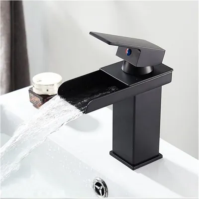 Produktbild von Bleifreier Wasserfall-Waschtischhahn aus Messing, Einlocharmatur fš¹r Warm- oder Kaltwasser, Waschtischarmaturen
