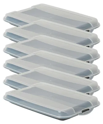 6er-Set Fleischwarentabletts anthrazit 25x17x3 cm mit Deckel