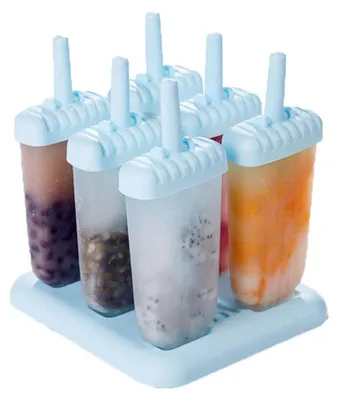 Eis am Stiel Form 6er Set, Quadratisch, Blau, Wiederverwendbar