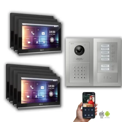 Produktbild von Goliath IP Video Türsprechanlage: 10-Zoll 7 Familienhaus, Zahlencode, Anzeige, Silber : 10 Zoll Schwarz : Unterputzdose Monitor Farbe: 10 Zoll Schwarz Montage: Unterputzdose