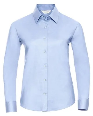Produktbild von Russell Collection Easy Care Oxford Bluse, Langarm FK743 (S) (Hellblau)