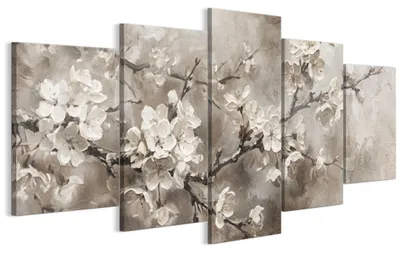 Produktbild von LUMASOUL Wandbilder Wohnzimmer 5-teilig Leinwandbild Blumen 30 100x50 cmMehrteilige Wanddeko für Schlafzimmer Flur Büro