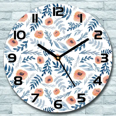 Produktbild von Wanduhr aus Glas Rund fi 30 Mohnblumen Aquarell Quarz Deko Schlafzimmer Büro