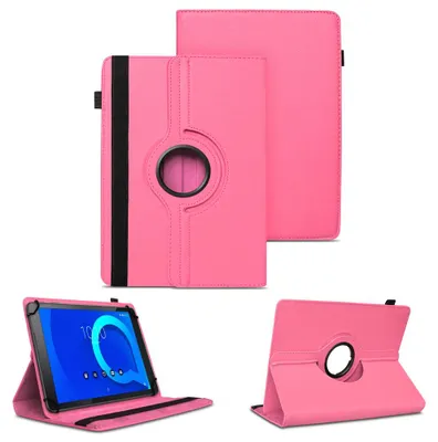 Produktbild von Tablet Tasche für Alcatel 3T 10 Hülle Schutzhülle Cover 360° Drehbar Schutz CaseFarben:Pink