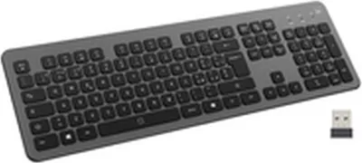 Produktbild von Ewent EW3296, Volle Größe (100%), Kabellos, RF kabellos + USB, Membran Key Switch, QWERTY, Schwarz, Grau