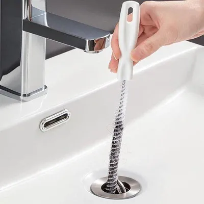 Imagen del producto de Cepillo flexible para desagües – ideal para la cocina y el baño – elimina el pelo – juego de 3 unidades