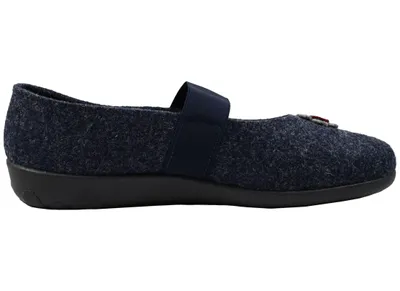 Produktbild von Rohde Damen Hausschuh Filz Ballerina Blütenapplikation Ballerup 2228, Größe:41 EU, Farbe:Blau