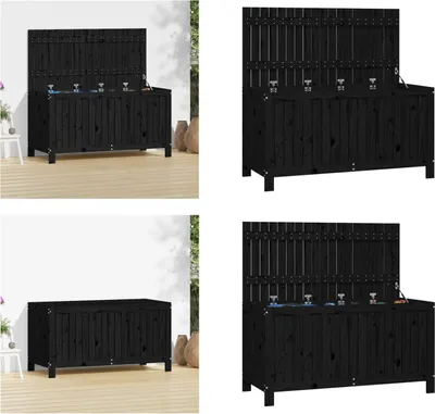 Obrázek produktu pro vidaXL Zahradní truhla černá 121x55x64 cm z masivního borovicového dřeva - Zahradní truhla - Zahradní truhla - Zahradní úložný box