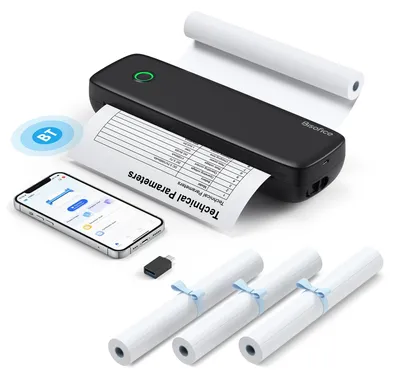 Tragbarer A4 Thermodrucker, Bluetooth, 2-4 Zoll, schwarz